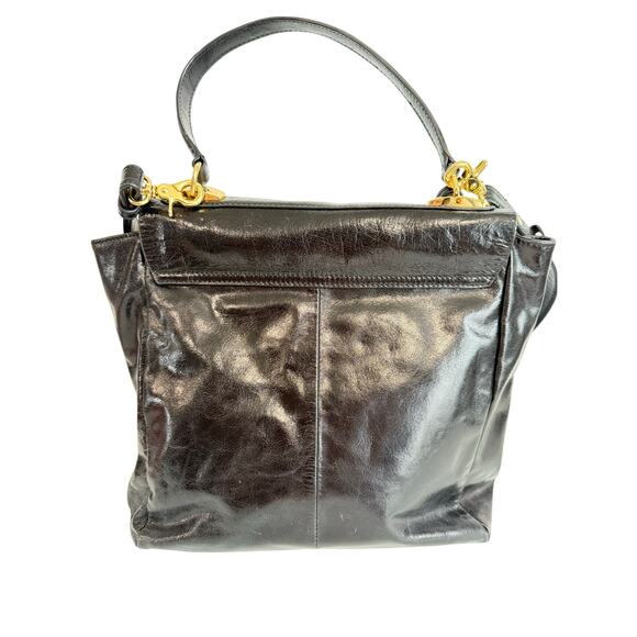 Badgley Mischka Black Purse Cross Body Shoulder Flap Gold Buttons - Picture 2 of 8